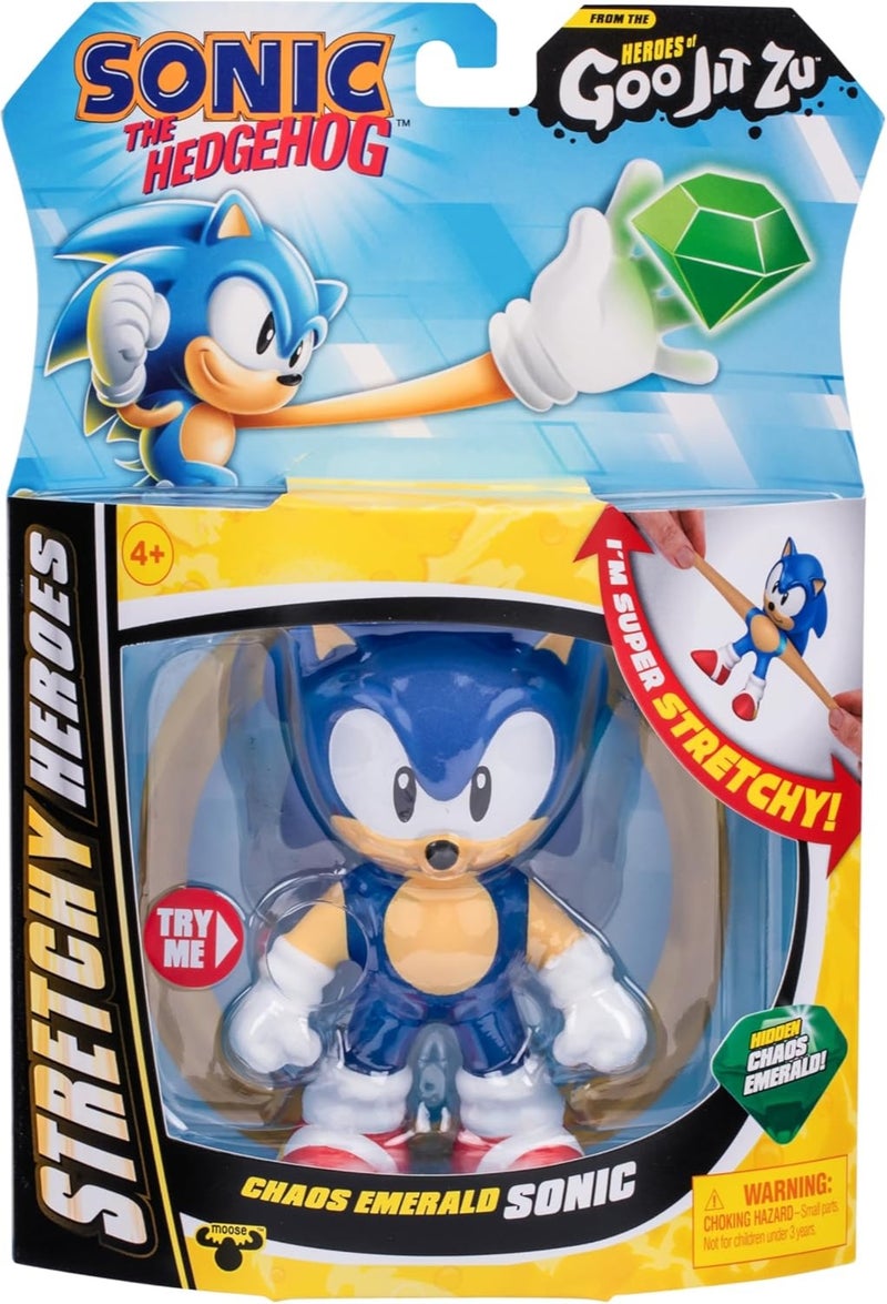 GOO JIT ZU Heroes of Goo Jit Zu Sonic S5 Hero Pack – Chaos Emerald Sonic | Super Stretchy Goo Figure | Interactive Sensory Toy for Kids - Image 1