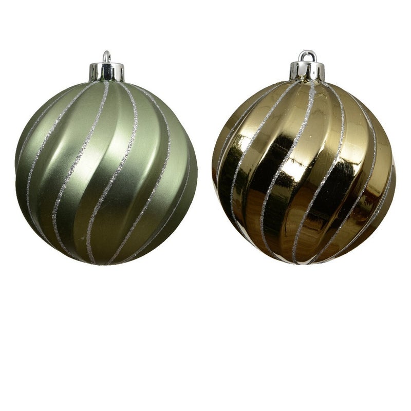 Kaemingk Rosemary Green Christmas Baubles Polystyrene Ornaments in Matte, Shiny & Glitter Finish for Indoor & Outdoor Tree Decoration– 8cm, 6-Piece Set - Image 2