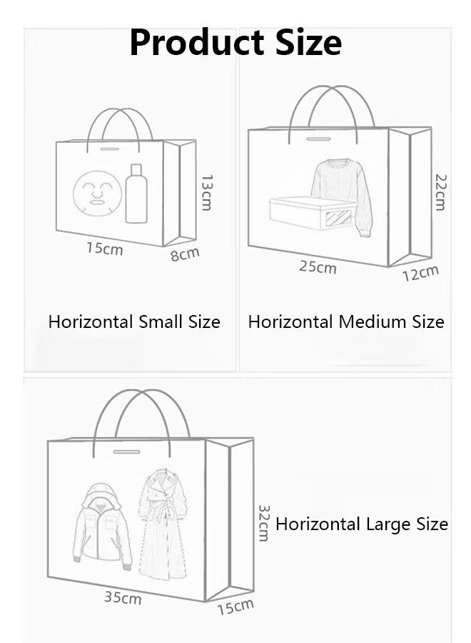 فلاي رود المقاس المناسب: لدينا ثلاثة أحجام من أكياس هدايا اللوحات الزيتية: صغير أفقي 15 × 13 × 8 سم، متوسط ​​أفقي 22 × 25 × 12 سم، كبير أفقي 35 × 32 × 15 سم. أكياس الهدايا مثالية لتزيين الحفلات، وتتسع لمزيد من الأشياء الصغيرة. - Image 2