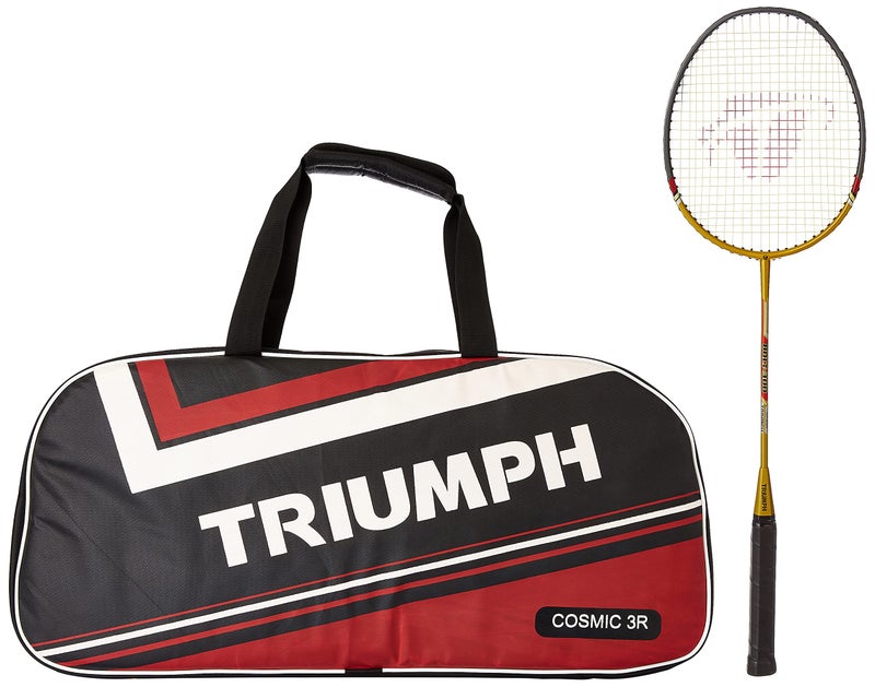 Triumph Bolt Graphite Composite Light Weight Strung Badminton Racket with Cosmic-3R Single Compartment Badminton Bag Black/Red - Image 5