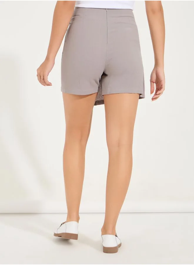 Styli Solid Wrap Front Skort with Side Tie Up Detail