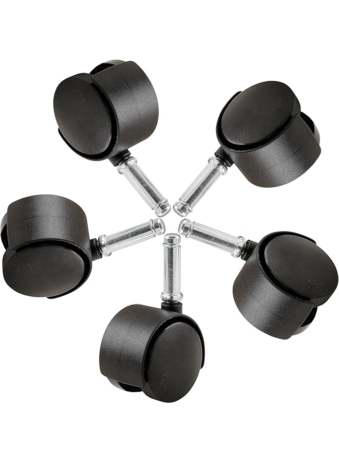 إيروريكس 8741E عجلات أثاث 2 بوصة كرسي مكتب عجلة مزدوجة 7 16 بوصة قطر الساق 75 رطل سعة التحميل 5 قطع عبوة واحدة سوداء - Image 1