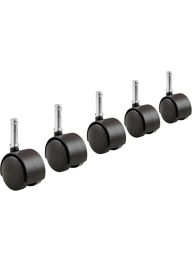 إيروريكس 8741E عجلات أثاث 2 بوصة كرسي مكتب عجلة مزدوجة 7 16 بوصة قطر الساق 75 رطل سعة التحميل 5 قطع عبوة واحدة سوداء - Image 2