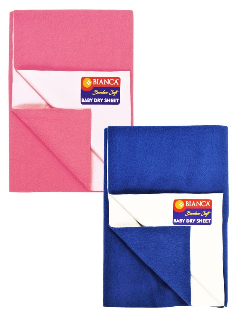 BIANCA Soft Bamboo Baby Dry Sheet, Waterproof Breathable Anti Bacterial Mattress Protector -2pc Extra Large (smartdry) - Baby Dry Sheet & Mattress Protector. Smart Dry-Royal Blue/dk.Pink - Image 1