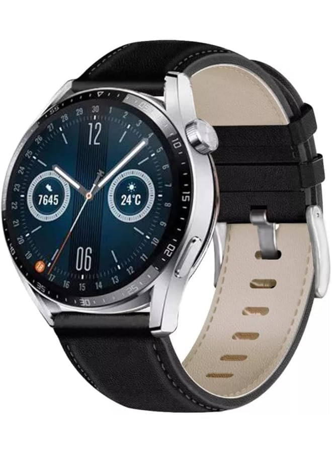 دادو سوار جلدي بديل متوافق مع ساعة Gt5 Pro وGt5 وGt4 وGt3 وGt2 وGt3 Pro وGt2 Pro وWatch 3 4 وHuawei Watch Ultimate وWatch Buds مقاس 46 مم و48 مم وحزام جلدي مقاس 22 مم - Image 2
