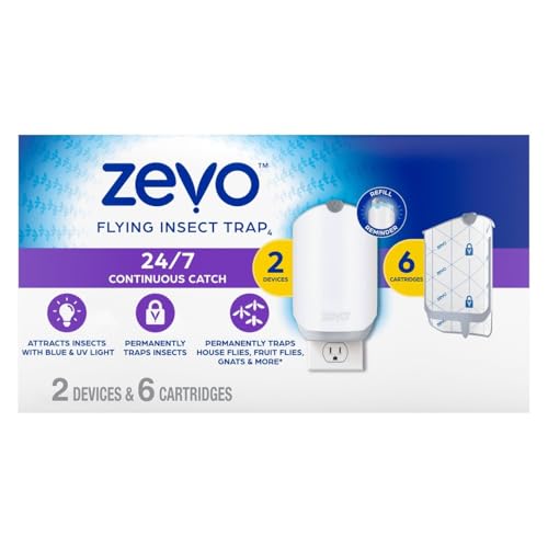 Zevo Flying Insect Trap, Fly Trap, Fruit Fly Trap (2 Plug-in Bases + 6 Refill Cartridges) - Image 5