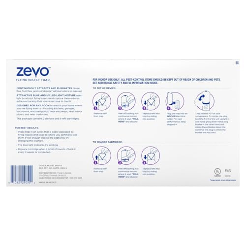 Zevo Flying Insect Trap, Fly Trap, Fruit Fly Trap (2 Plug-in Bases + 6 Refill Cartridges) - Image 2