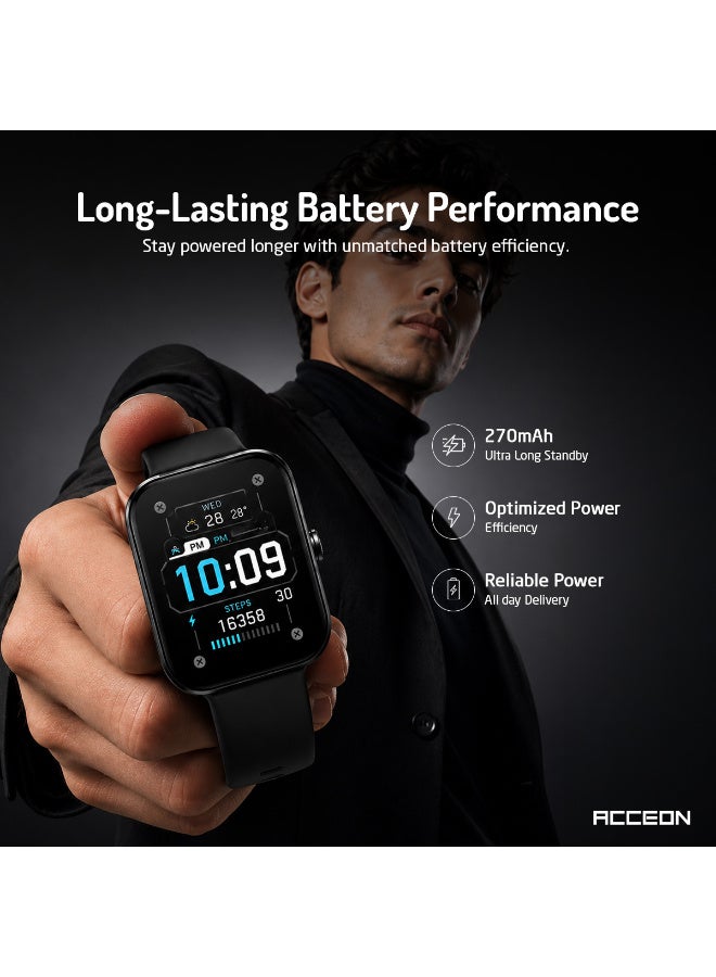 AcceOn Smartwatch 1.93" AMOLED Display, Bluetooth 5.4 Calling, Ultra Long Standby, Waterproof Fitness Tracker with Multiple Sports Modes & Magnetic Charging - Black - Image 3