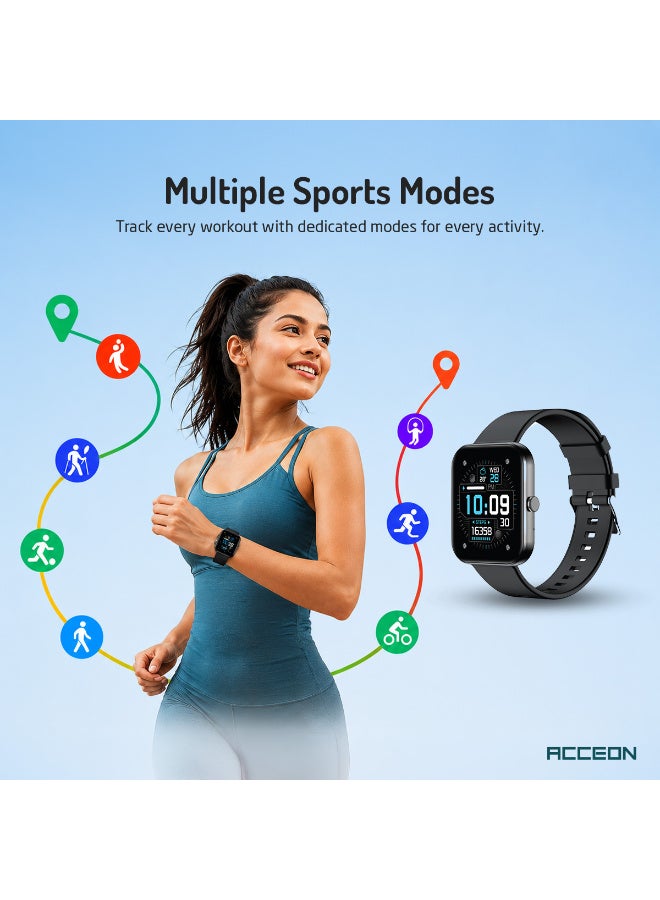 AcceOn Smartwatch 1.93" AMOLED Display, Bluetooth 5.4 Calling, Ultra Long Standby, Waterproof Fitness Tracker with Multiple Sports Modes & Magnetic Charging - Black - Image 5