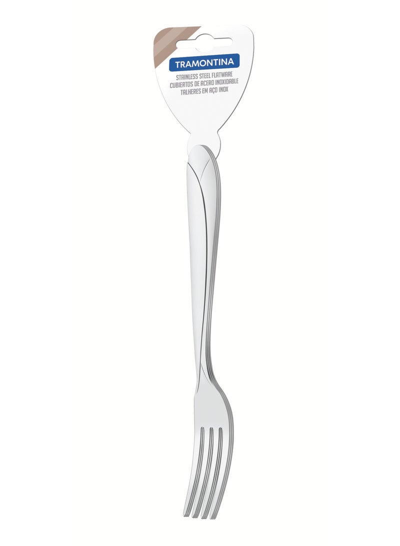 Tramontina Aurora 3 Pieces Stainless Steel Dessert Fork Set with Gloss Finish and Detailing on the Handles - Image 1