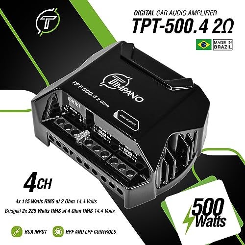 Timpano 4 Channel Amplifier Car Audio 4 x 125 Watts 2 Ohm, TPT-500.4 Small 4 Channel Amp12 Volts Full Range Class D Mini Bridgeable Car 4 Channel - Image 5