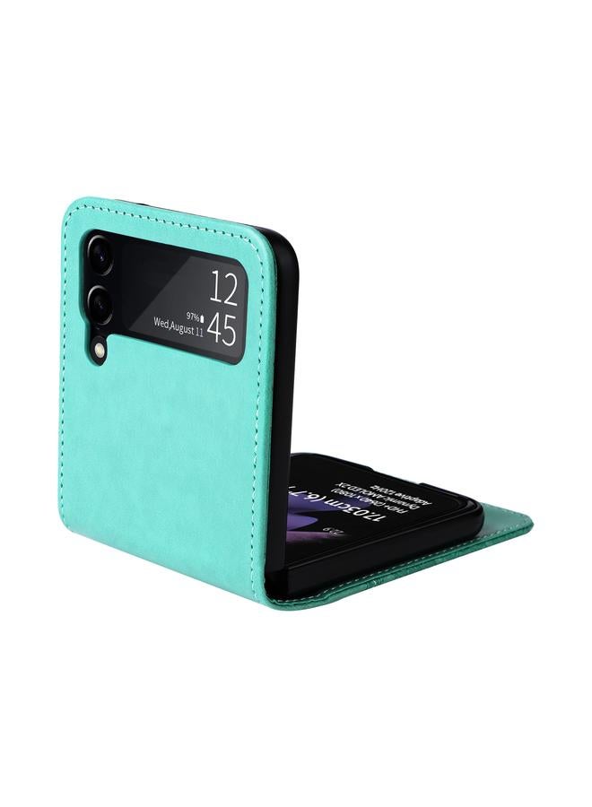 اس-توب جراب لهاتف Samsung Galaxy Z Flip3 5G مصنوع من الجلد المنقوش بنقشة عباد الشمس - Image 4