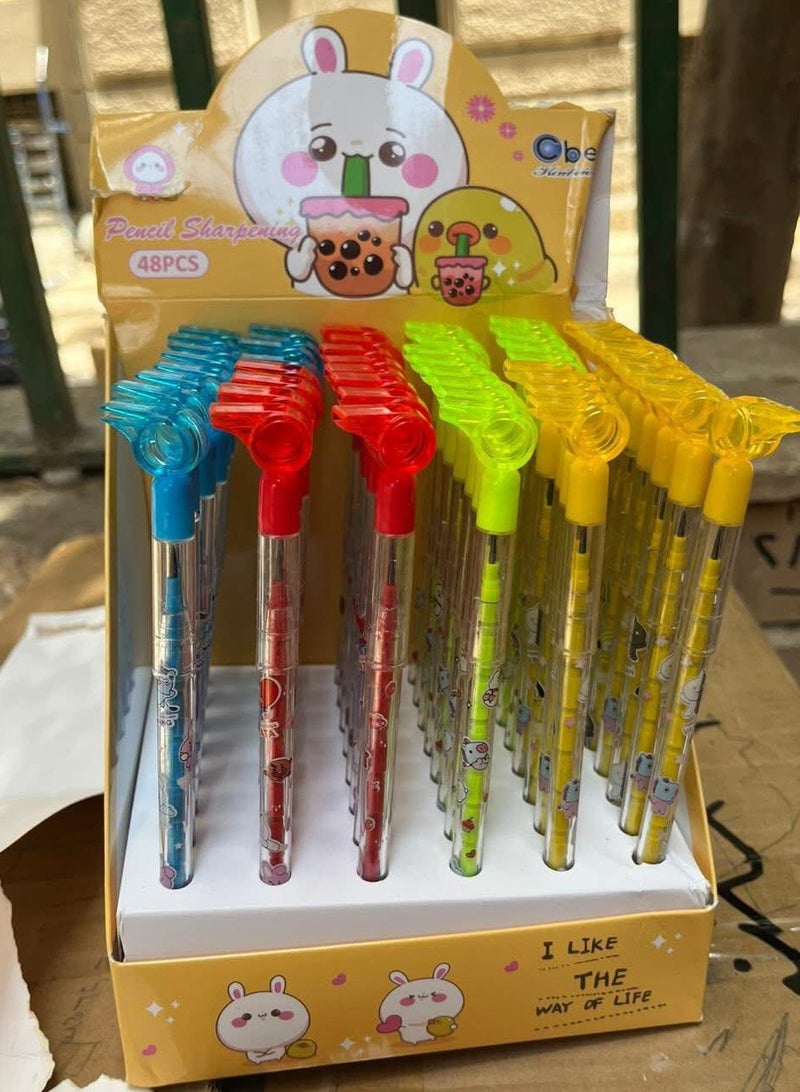 Generic 3 Multi-tipped Pencils with Blowpipe Toy Cap - Image 1