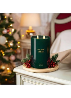 Goodpick Goodpick Balsam Cedar Candle 22 oz, Pine Candles for Home Scented, Winter Candle for Classic Luxury Aromatherapy, Big Green Soy Candles, Large Jar Candle Gifts for Christ mas, Birthday, Men, 2 Wicks  - Image 5