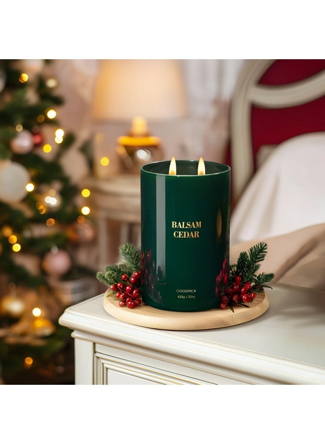 Goodpick Goodpick Balsam Cedar Candle 22 oz, Pine Candles for Home Scented, Winter Candle for Classic Luxury Aromatherapy, Big Green Soy Candles, Large Jar Candle Gifts for Christ mas, Birthday, Men, 2 Wicks - Image 5