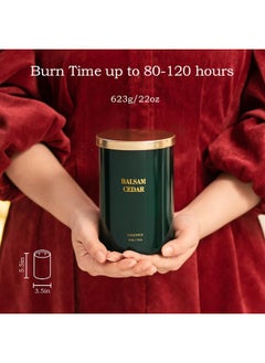 Goodpick Goodpick Balsam Cedar Candle 22 oz, Pine Candles for Home Scented, Winter Candle for Classic Luxury Aromatherapy, Big Green Soy Candles, Large Jar Candle Gifts for Christ mas, Birthday, Men, 2 Wicks  - Image 3