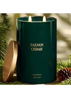 Goodpick Goodpick Balsam Cedar Candle 22 oz, Pine Candles for Home Scented, Winter Candle for Classic Luxury Aromatherapy, Big Green Soy Candles, Large Jar Candle Gifts for Christ mas, Birthday, Men, 2 Wicks  - Image 1