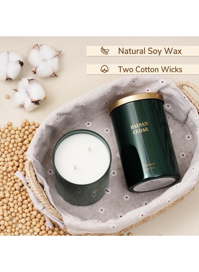 Goodpick Goodpick Balsam Cedar Candle 22 oz, Pine Candles for Home Scented, Winter Candle for Classic Luxury Aromatherapy, Big Green Soy Candles, Large Jar Candle Gifts for Christ mas, Birthday, Men, 2 Wicks - Image 4