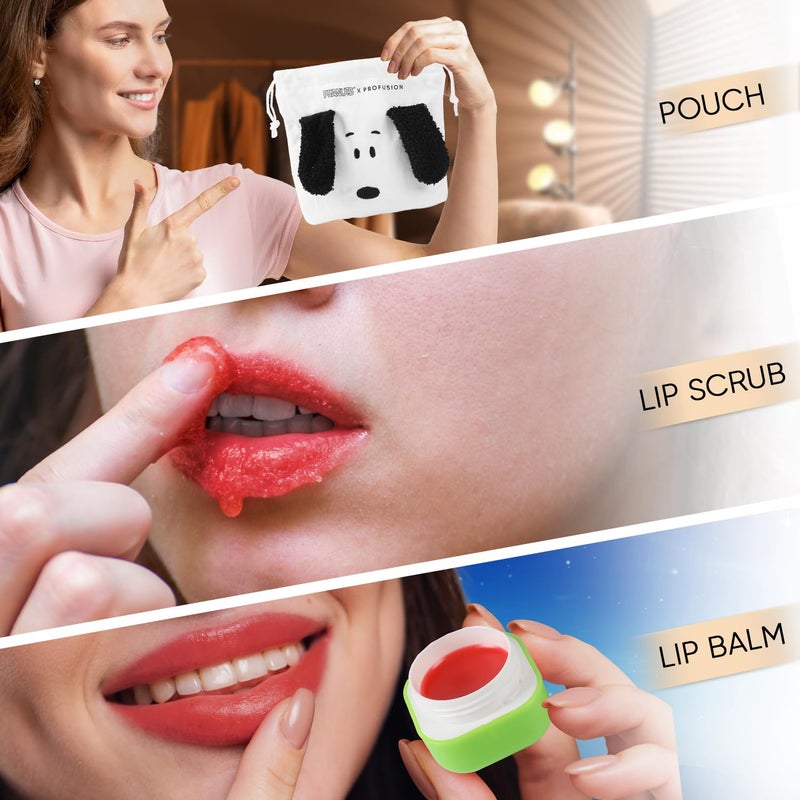 Profusion Cosmetics Peanuts Holiday Goodnight Set, Featuring A Lip Balm, Scrub, Snoopy Pouch and Eye Sleep Mask, Infused with Vitamin E - Image 3