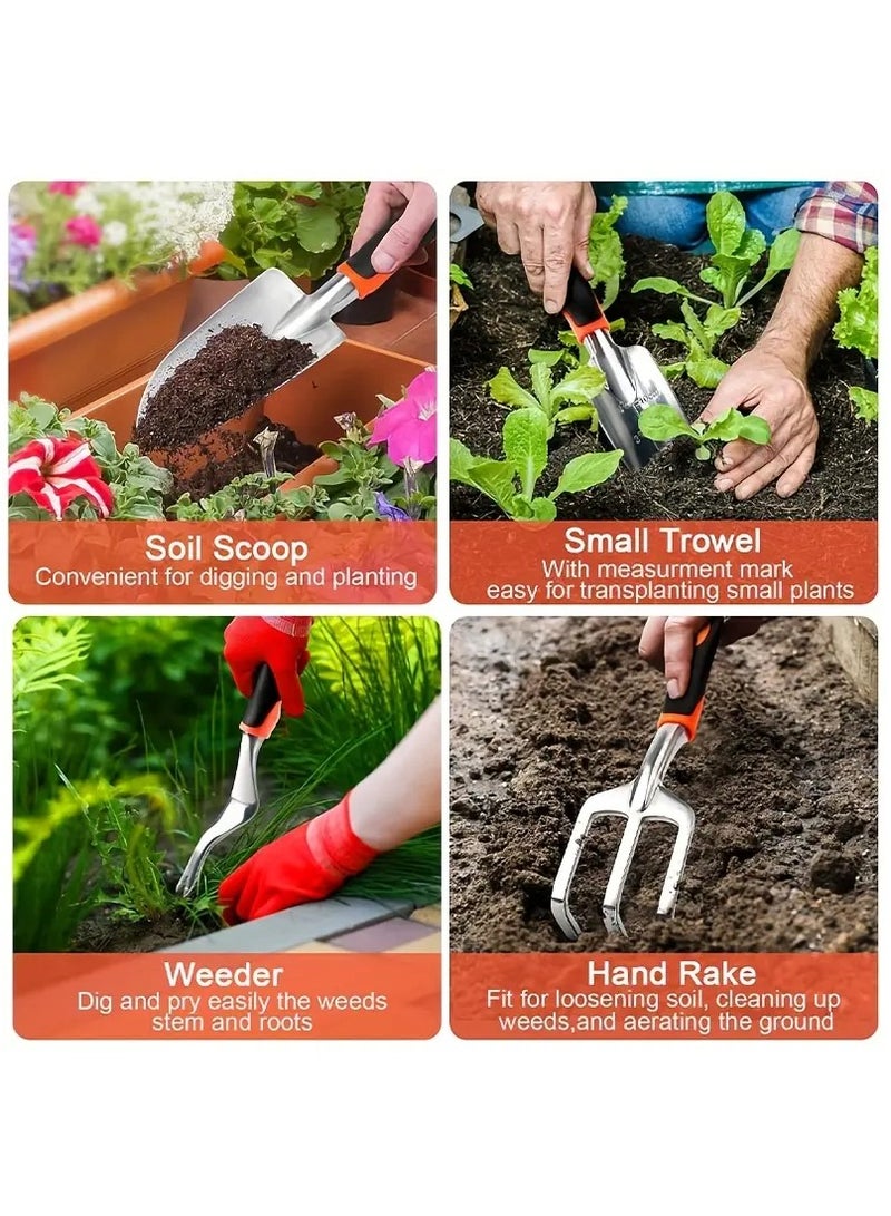 HOME TASTE 8-Piece Heavy-Duty Garden Tool Set with Storage Bag – Rust-Proof Aluminum Hand Tools with Ergonomic Non-Slip Handles – Pruner, Trowel, Rake & More – Gardening Kit for Women & Men  - Image 4