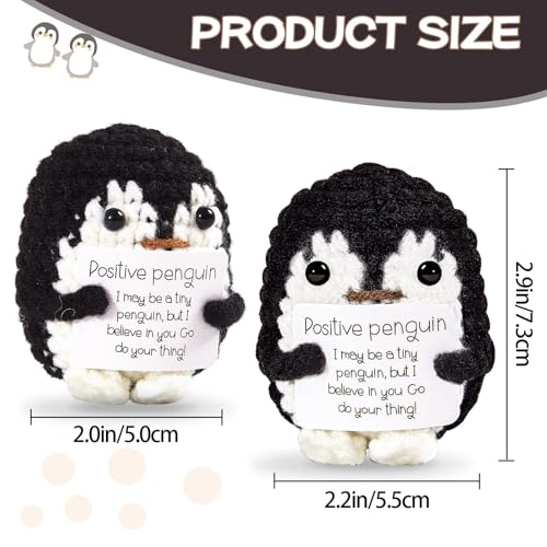 Hoedia Handmade Emotional Pickle Gift, Cucumber Crochet Doll Inspirational Gifts with Cards, Cute Knitted Funny Support Pickle Friend Birthday (Positive Penguin) - Image 2