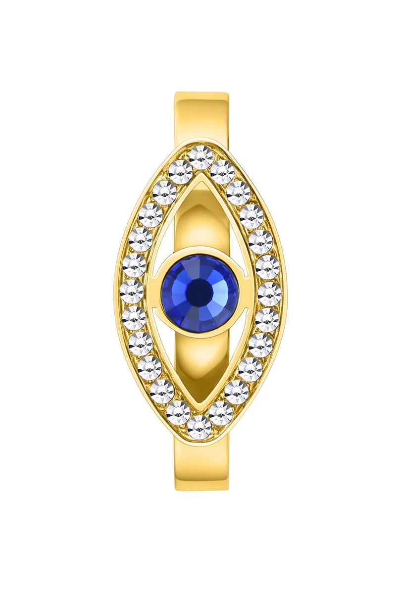 بوليس Eye Gold Plated Ladies Finger Ring With Blue and White Crystals 54PEJLF0003111