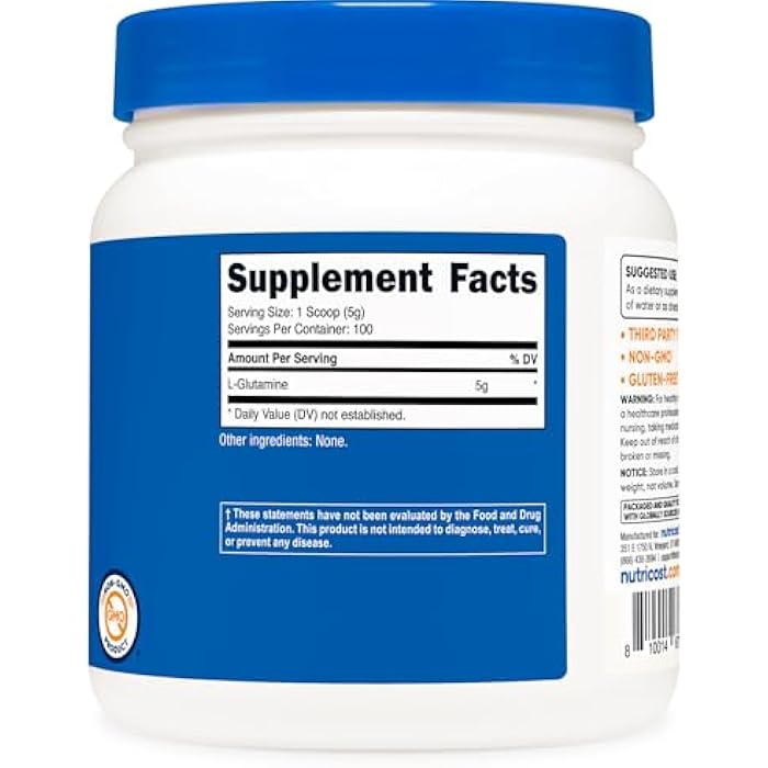 Nutricost L-Glutamine Powder (500 Grams) Unflavored - Gluten Free & Non-GMO, 100 Servings - Image 5