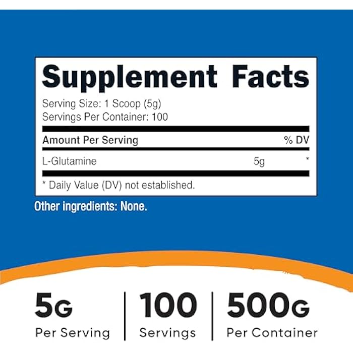 Nutricost L-Glutamine Powder (500 Grams) Unflavored - Gluten Free & Non-GMO, 100 Servings - Image 2