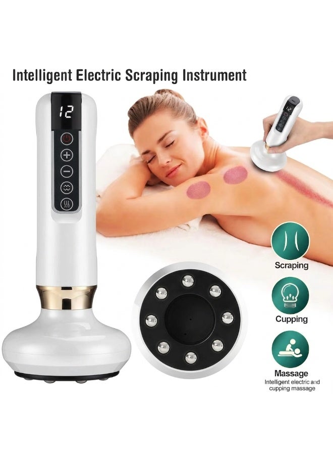 Ump Electric Gua Sha Massager, Stomach Fat Massager, Handheld Negative Pressure Cupping Therapy Device with Constant Heat & Red Light, 12 Adjustable Levels, Rechargeable Body Scraping Machine for Cellulite, Stomach Fat, Arms, Legs & Back (White) - Image 5