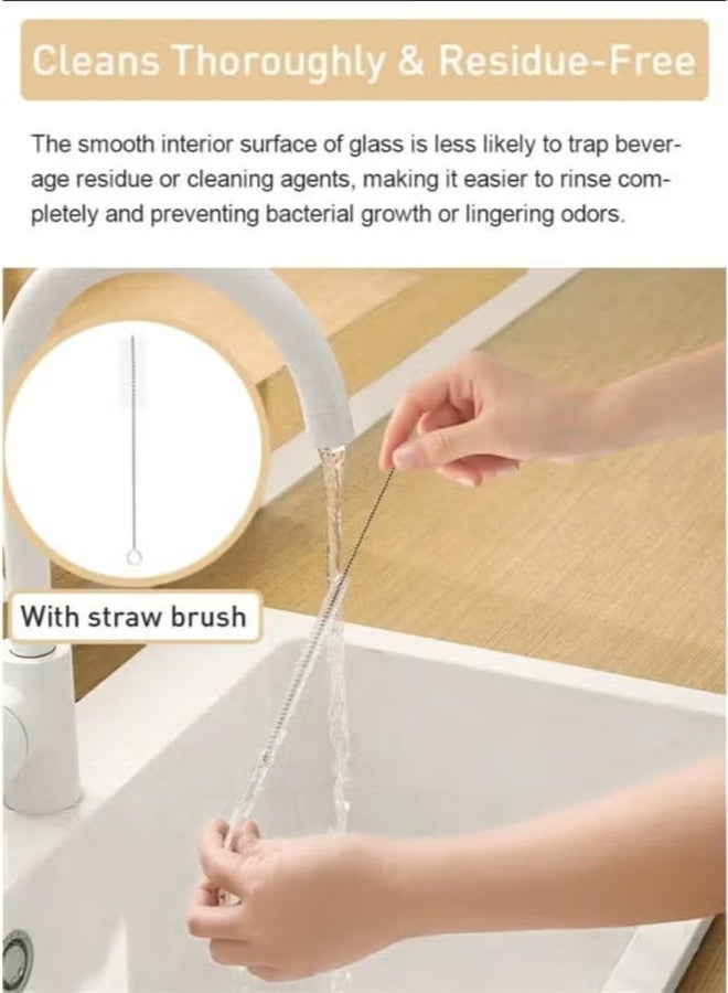 HOMESTAR 8 Pcs Glass Straws, Shatter Resistant 10CM Short Reusable Glass Straw With Cleaning Brush, Dishwasher Safe, Drinking Straws, Perfect For Smoothies, Coffee, Juice - Image 2