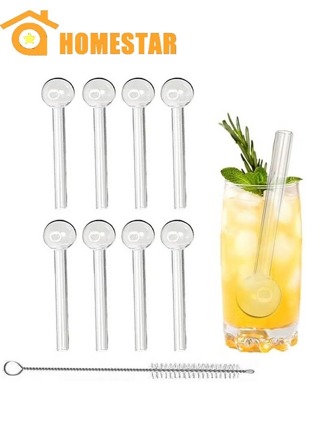 HOMESTAR 8 Pcs Glass Straws, Shatter Resistant 10CM Short Reusable Glass Straw With Cleaning Brush, Dishwasher Safe, Drinking Straws, Perfect For Smoothies, Coffee, Juice - Image 1