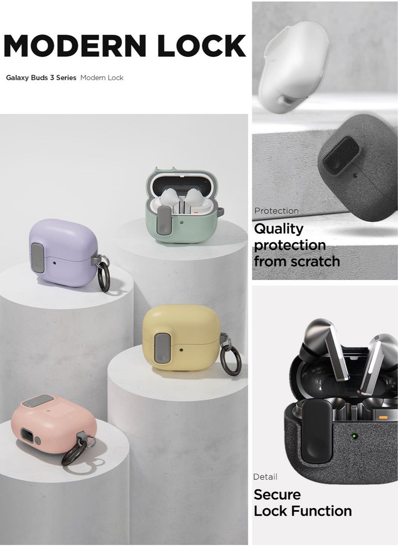 VRS Design - Modern Lock Galaxy Buds 3 Pro Case and Buds3 Case Cover Secure Lock Protection with Carabiner (2024) - Sandstone - Image 1