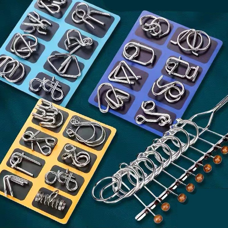 Nine-Link Unlocking Ring Full Set Unlocking Ring Eight-Piece Set Luban Lock Children'S Intelligence Toys Kongming Lock Gift Set - Image 2