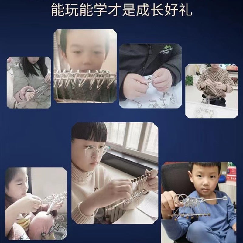 Nine-Link Unlocking Ring Full Set Unlocking Ring Eight-Piece Set Luban Lock Children'S Intelligence Toys Kongming Lock Gift Set - Image 5