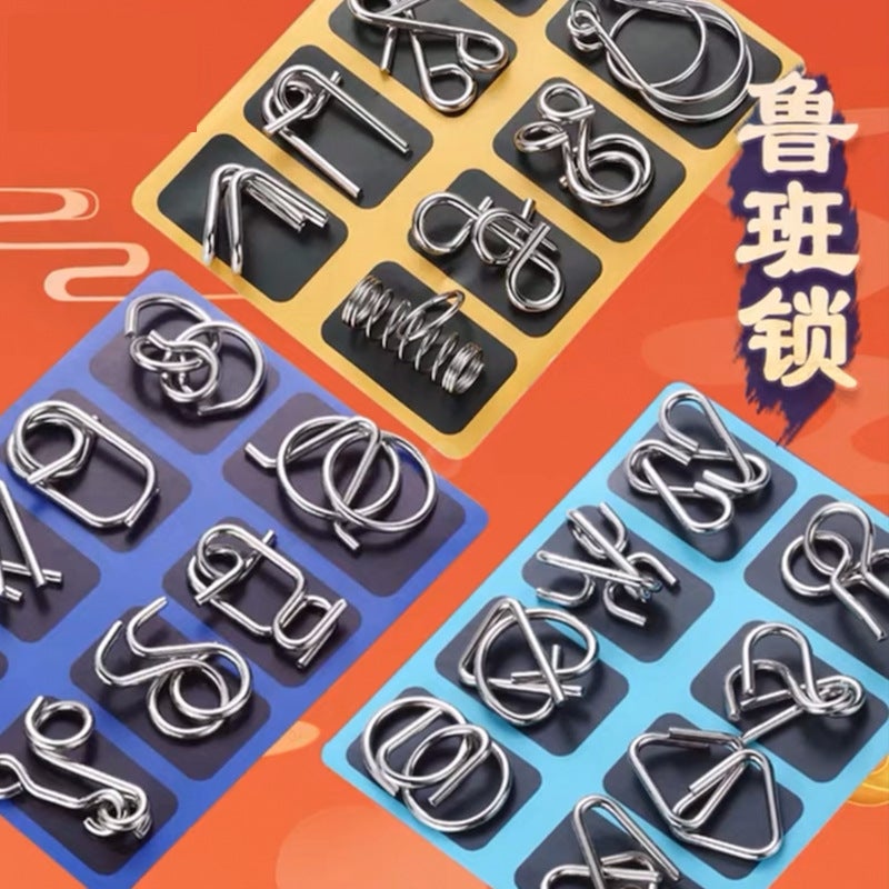 Nine-Link Unlocking Ring Full Set Unlocking Ring Eight-Piece Set Luban Lock Children'S Intelligence Toys Kongming Lock Gift Set - Image 3