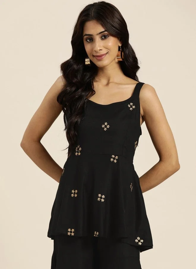 SASSAFRAS Black A-Line Top for Women