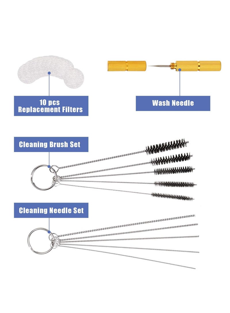 Excefore Airbrush Cleaning Kit, Airbrush Clean Pot Cleaning Jar with Holder, 3 Pc Filter Cotton, 5pc Cleaning Needles, 5pc Cleaning Brushes, 1pc Wash Needle  - Image 3