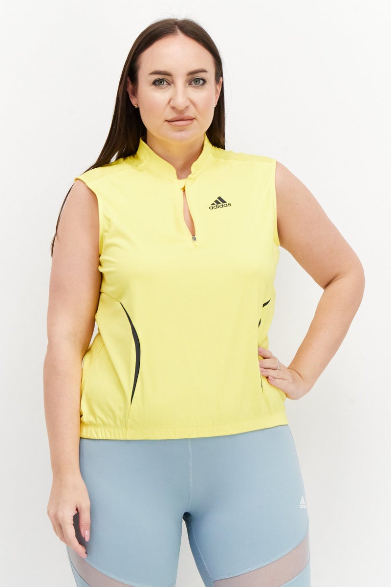 Adidas Women Plus Size Brand Logo Training Top, Yellow  - Image 1