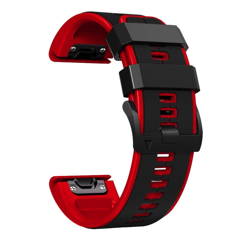 S-TOP For Garmin Approach S62 22mm Silicone Sports Two-Color Watch Band(Black+Red) - Image 2