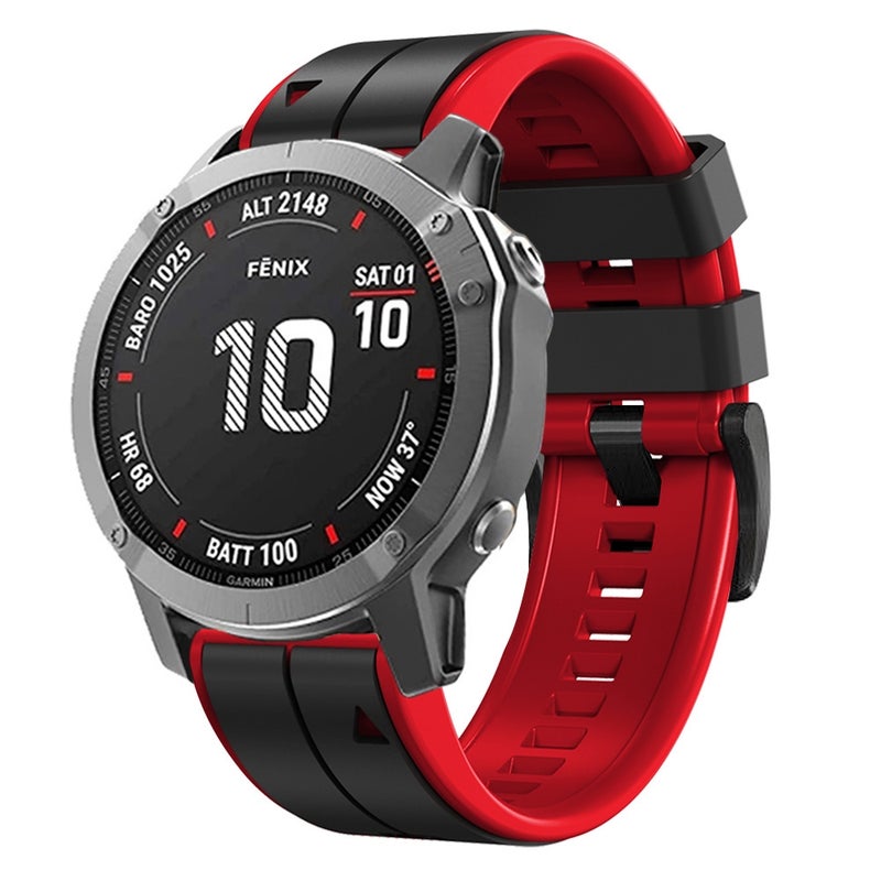 S-TOP For Garmin Approach S62 22mm Silicone Sports Two-Color Watch Band(Black+Red) - Image 1