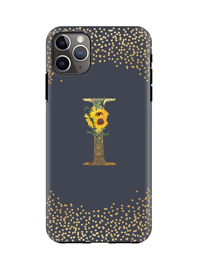 Stylizedd Monogram Tough Cover for Apple iPhone 11 Pro Max Case Custom Initials Letter Floral Mandala Pattern Tough Pro Dual Layer hybrid PC inner TPU protection Alphabet- I (Grey) - Image 1