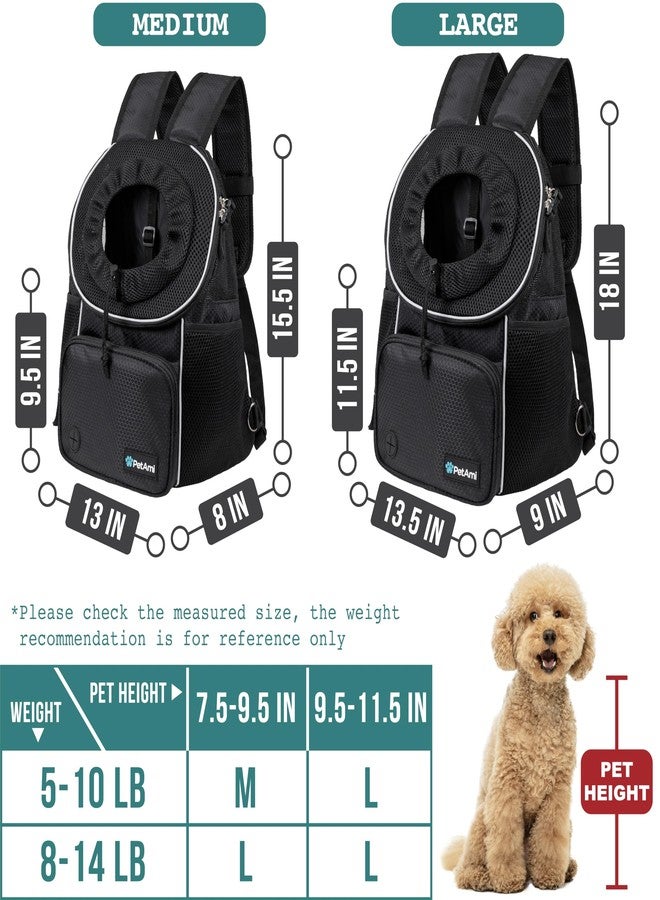 PetAmi Dog Front Carrier Backpack, Adjustable Dog Pet Cat Chest Carrier Backpack, Ventilated Dog Carrier for Hiking Camping Travel, Small Medium Dog Puppy Large Cat Carrying Bag, Max 15 lbs, Black - Image 3