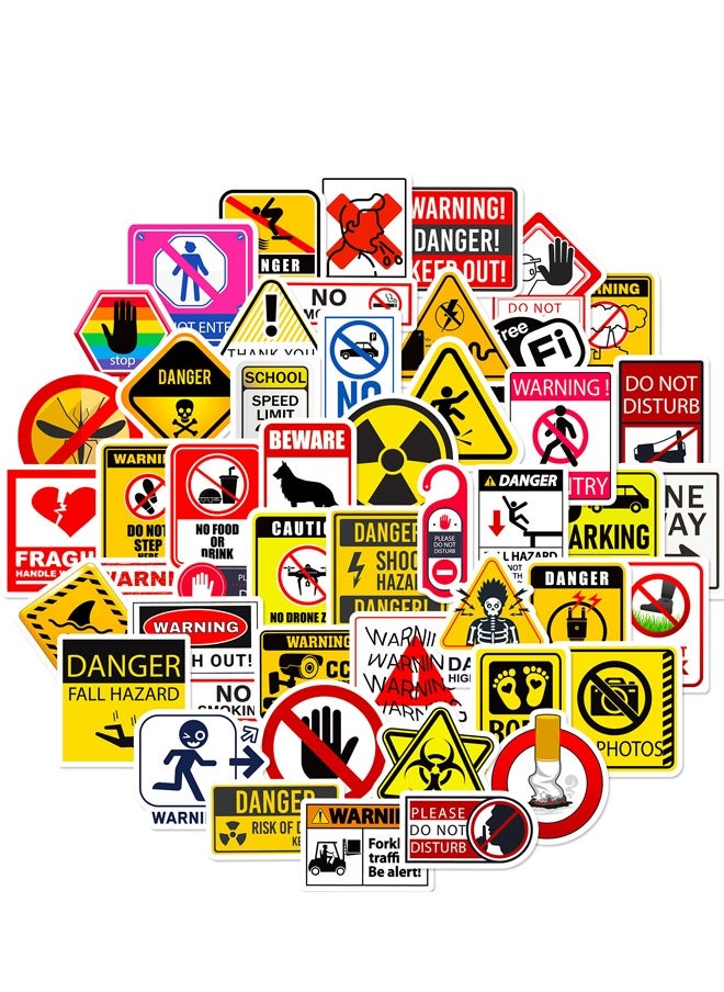 BF HOME 50 Pieces Traffic Signs Danger Warning Stickers Warning Sign Style Stickers  - Image 1
