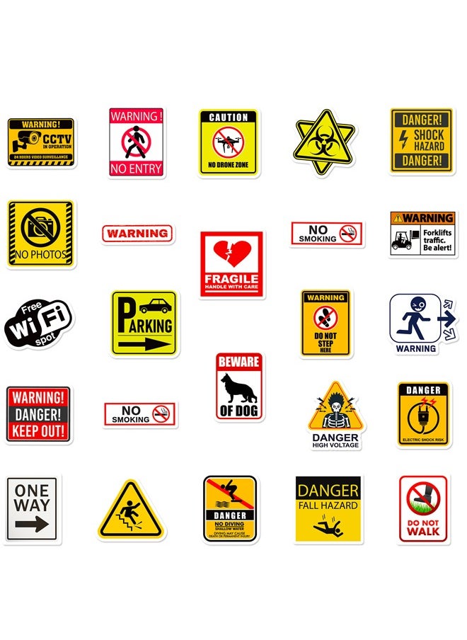 BF HOME 50 Pieces Traffic Signs Danger Warning Stickers Warning Sign Style Stickers  - Image 2