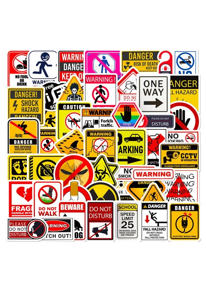 BF HOME 50 Pieces Traffic Signs Danger Warning Stickers Warning Sign Style Stickers  - Image 3