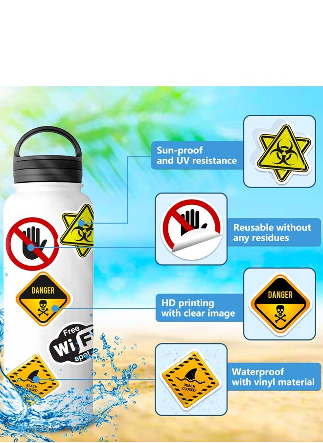 BF HOME 50 Pieces Traffic Signs Danger Warning Stickers Warning Sign Style Stickers  - Image 5
