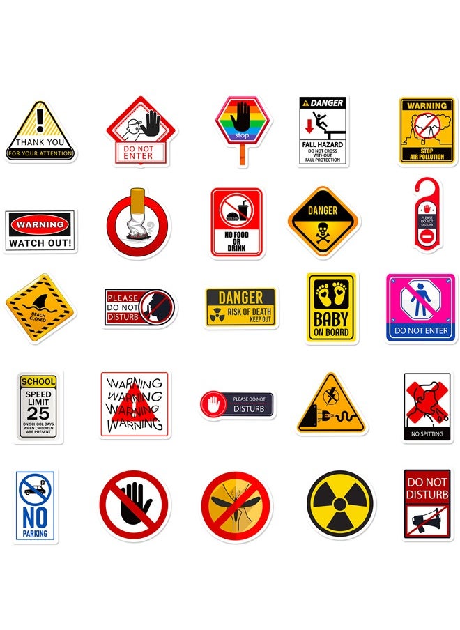 BF HOME 50 Pieces Traffic Signs Danger Warning Stickers Warning Sign Style Stickers  - Image 4