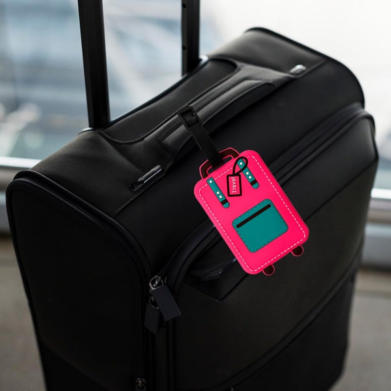 Eitheo بطاقات أمتعة للأطفال بطاقات أمتعة مع اسم وعنوان | بطاقات أمتعة سيليكون للحقائب، بطاقات لتحديد الحقائب/حقائب المدرسة ملونة متعددة (حقائب السفر) - Image 2