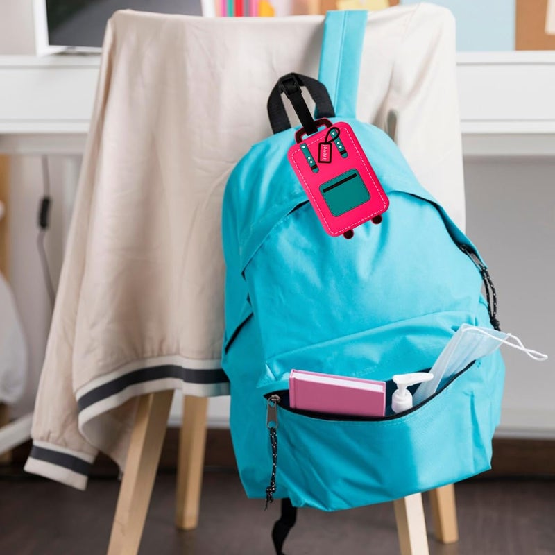 Eitheo بطاقات أمتعة للأطفال بطاقات أمتعة مع اسم وعنوان | بطاقات أمتعة سيليكون للحقائب، بطاقات لتحديد الحقائب/حقائب المدرسة ملونة متعددة (حقائب السفر) - Image 3