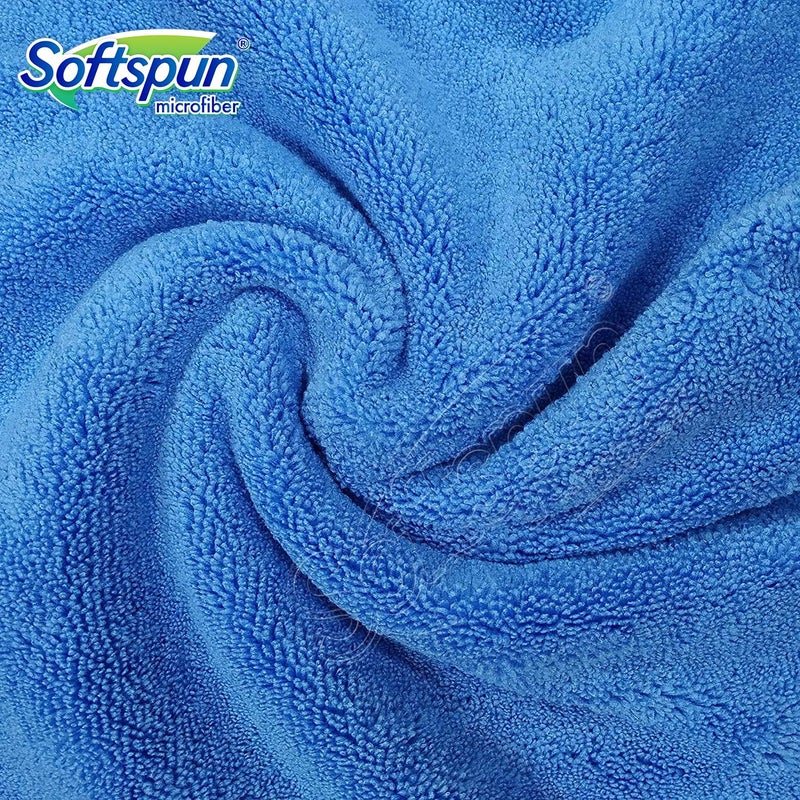 SOFTSPUN Microfiber High Loop Cleaning Cloths, 40x60 cms 5 pcs Towel Set 380 GSM (Sky Blue). Thick Lint & Streak-Free Multipurpose Cloths. - Image 3